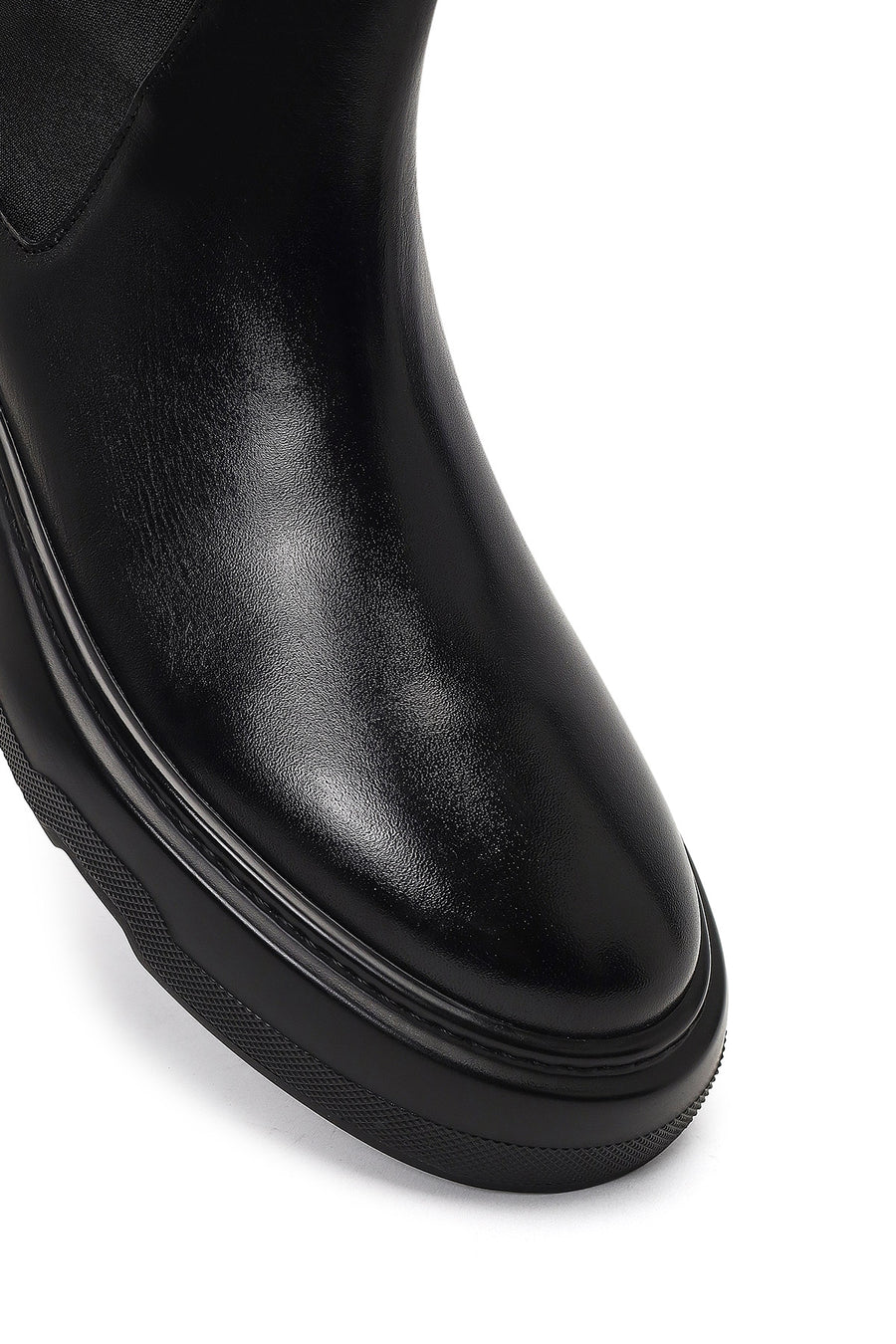 Men's Black Thick-Soled Leather Chelsea Boot