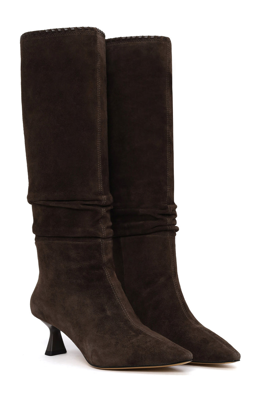 Woman Brown Heeled Suede Boots