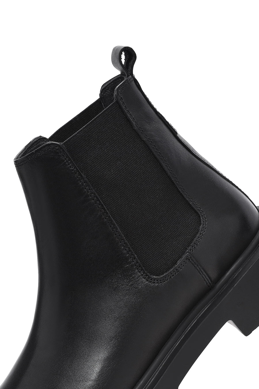 Male Black Thick-Soled Leather Chelsea Boots