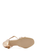Women's Beige Ankle Strap Heeled Sandals | Derimod