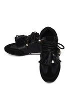 Kadın Siyah Bağcıklı Charmlı Leopar Deri Sneaker | Derimod