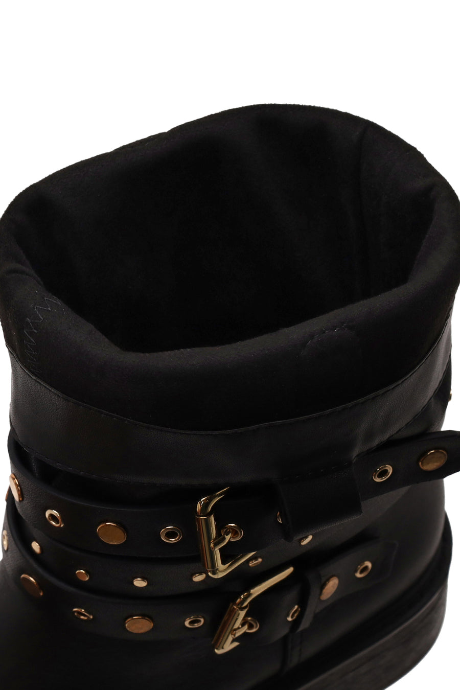 Woman Black Leather Biker Boots