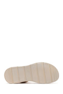 Women's Beige Chunky Sole Patterned Fabric Sandals | Derimod