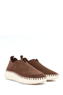 Woman Brown Thick-Soled Patterned Suede Comfort Shoe | Derimod