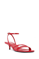 Women's Red Ankle Strap Heeled Patent Leather Sandals | Derimod