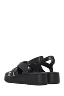 Woman Black Chunky-Soled Leather Comfort Sandals | Derimod