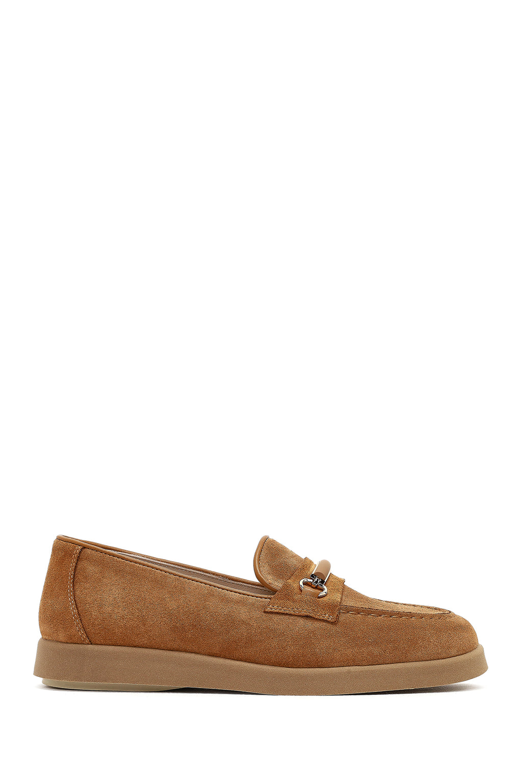 Kadın Taba Tokalı Süet Deri Comfort Loafer