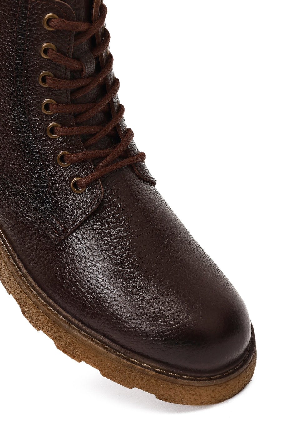 Men's Brown Zippered Thick-Soled Leather Boots