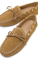 Women's Beige Suede Leather Loafer | Derimod