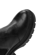 Women's Black Buckle Detailed Leather Chelsea Boots | Derimod