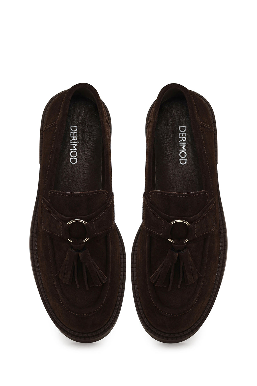 Woman Brown Thick-Soled Tassel Suede Loafer