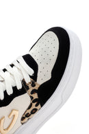 Alberto Guardiani Women's Black White Leopard Leather Thick Sole High Top Sneaker | Derimod