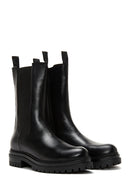 Woman Black Zippered Leather Casual Boots | Derimod