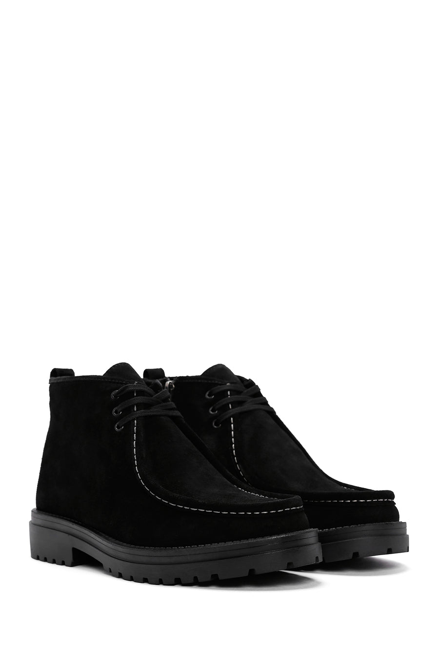 Men's Black Zippered Suede Leather Boots