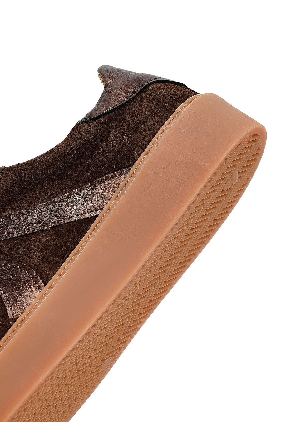 Woman Brown Lace-Up Suede Leather Sneaker