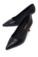 Woman Black Thin-Heeled Leather Stiletto | Derimod