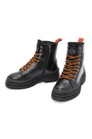 Harley Davidson Women's Black Jimmy Zipper Leather Combat Boots | Derimod