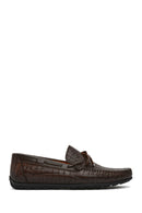 Men's Brown Crocodile Leather Loafers | Derimod
