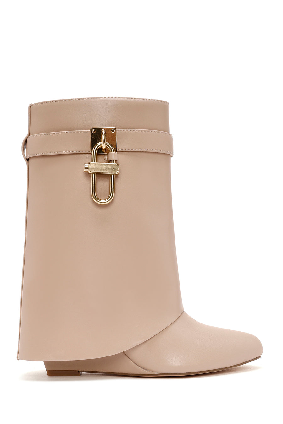 Women's Beige Wedge Heel Boots