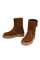 Women's Tan Suede Leather Boots | Derimod