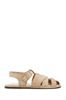 Women's Mink Buckled Suede Leather Sandals | Derimod