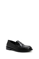 Women's Black Leather Masculine Loafer | Derimod