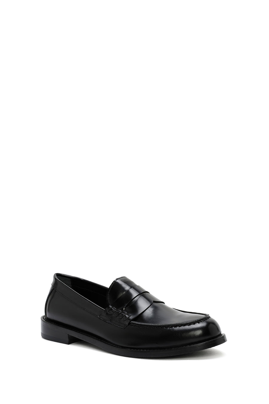 Women's Black Leather Masculine Loafer