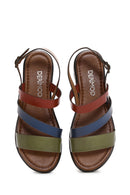 Women's Multicolored Thick-Soled Leather Bodrum Sandals | Derimod