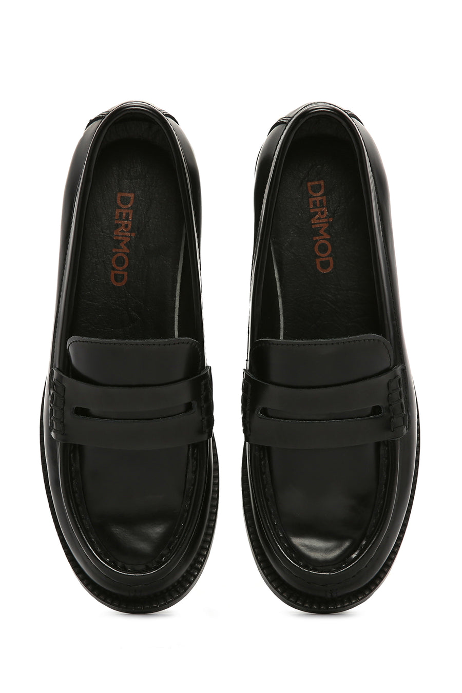 Women's Black Leather Masculine Loafer