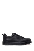 Male Black Lace-Up Thick-Soled Leather Sneaker | Derimod