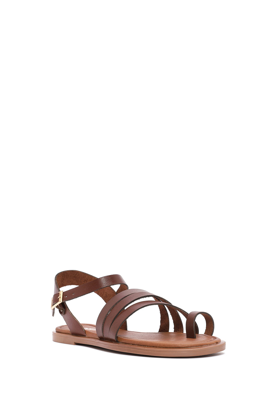 Women's Brown Ankle Strap Flip-Flop Leather Bodrum Sandals