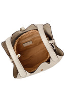 Woman Cream Casual Leather Shoulder Bag | Derimod
