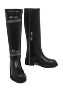 Women's Black Zippered Thick Soled Leather Boots | Derimod