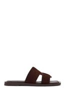 Women's Brown Suede Leather Slippers | Derimod