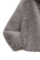 Dallas Women's Gray Shirt Collar Teddy Coat | Derimod