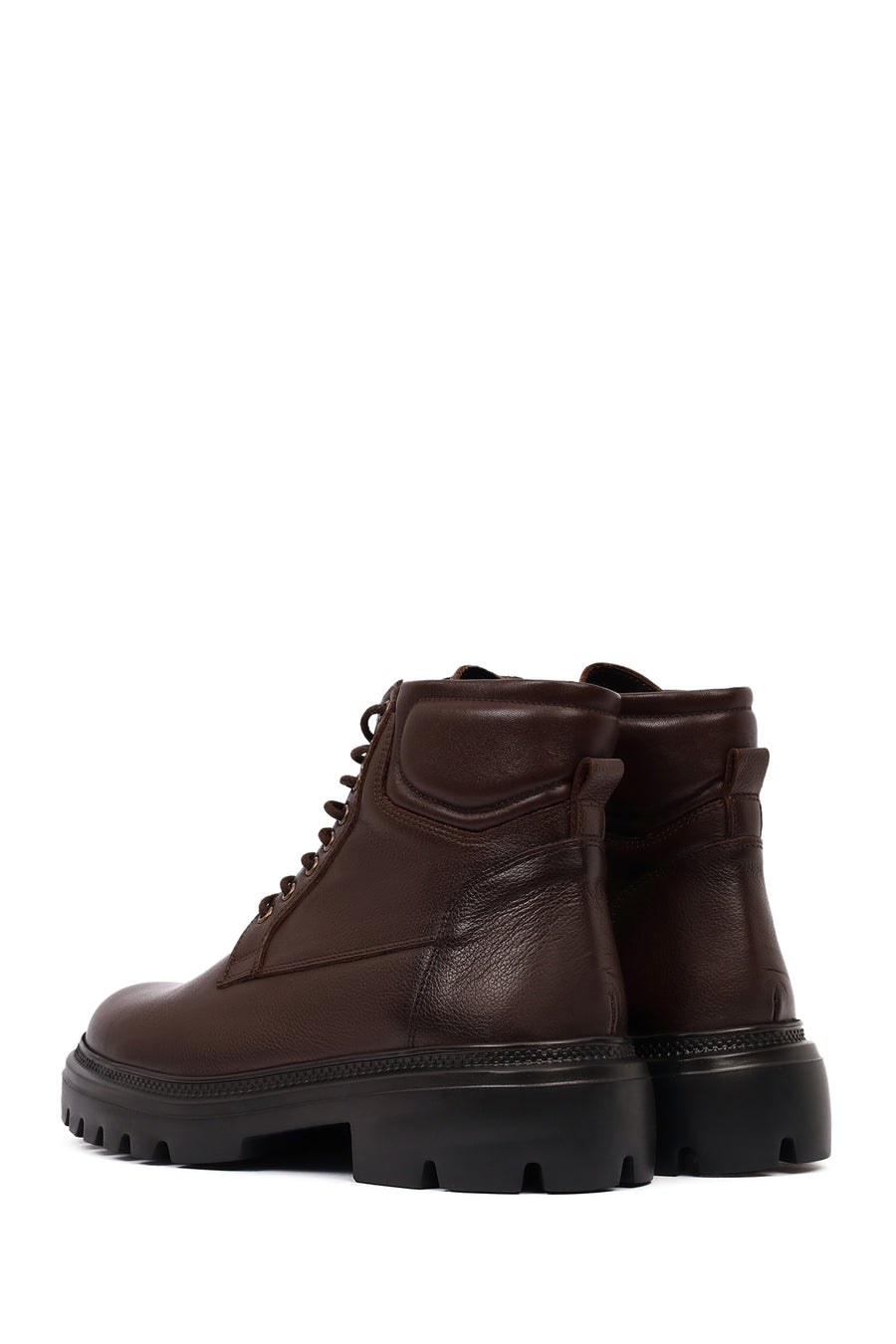 Men's Brown Zippered Thick-Soled Leather Boots