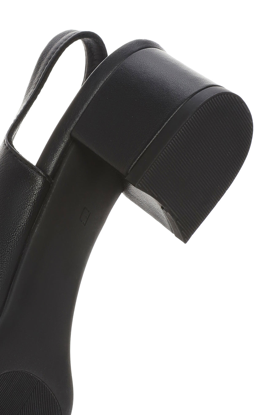 Women's Black Slingback Thick Low Heel Leather Shoes