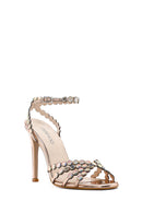 Women's Gold Stone High Thin Heel Sandals | Derimod