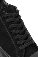 Erkek Siyah Bağcıklı Süet Deri Sneaker | Derimod