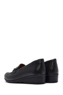 Women's Black Buckle Platform Leather Comfort Loafer | Derimod