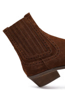 Woman Taba Suet Leather Cowboy Boots | Derimod