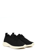 Women's Black Lace-Up Chunky Sole Patterned Fabric Comfort Sneaker | Derimod