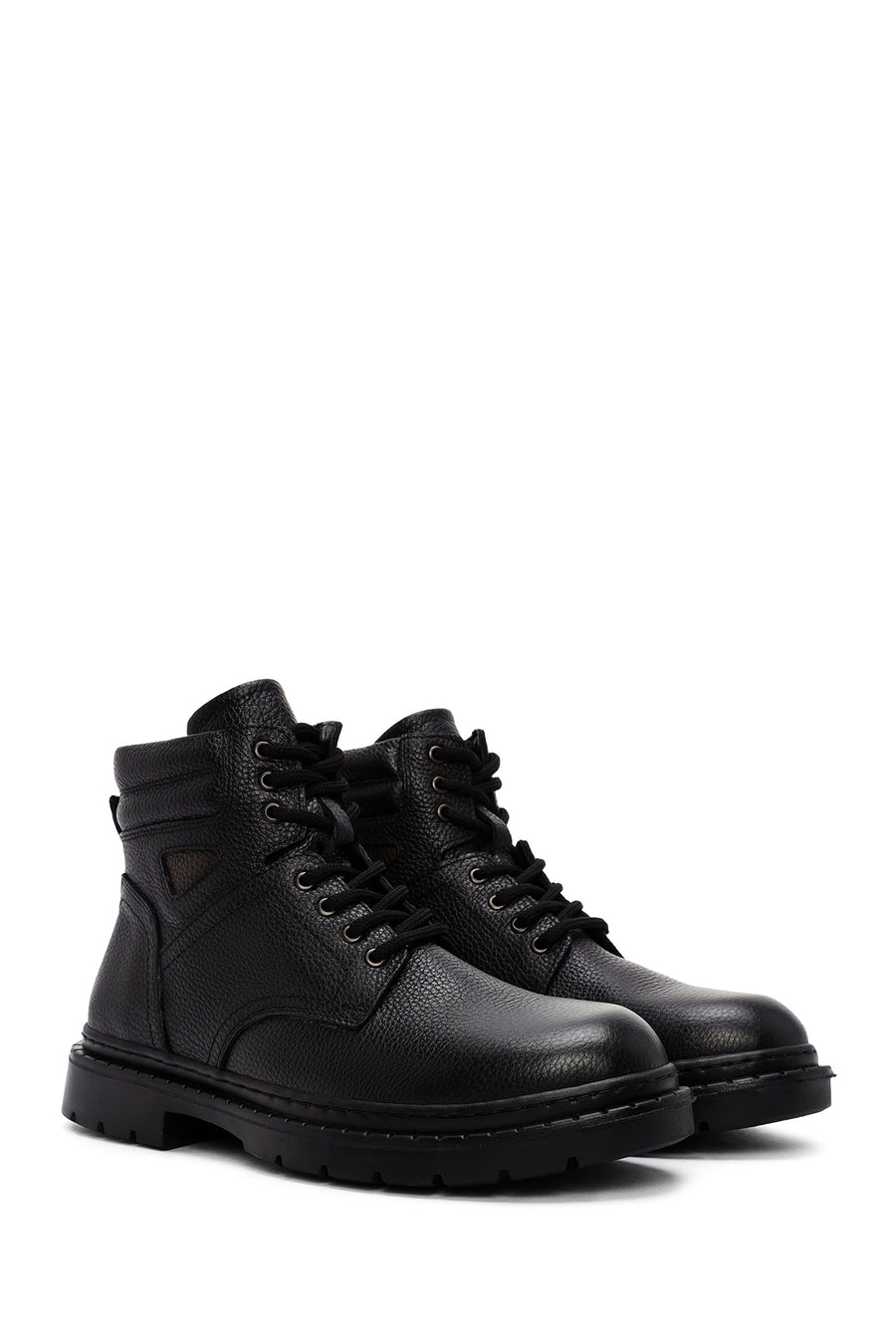 Men's Black Lace-Up Leather Casual Boots