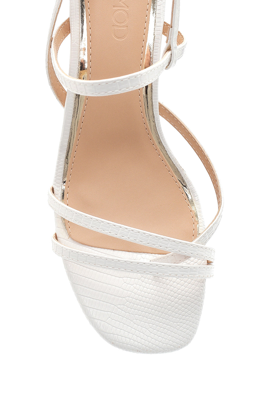 Women's White Printed Heeled Sandals