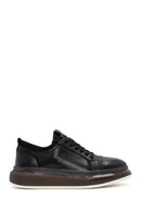 Men's Black Thick Sole Lace Up Leather Sneaker | Derimod