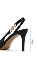 Woman Black Backless Thin Heeled Patent Leather Leather Shoes | Derimod