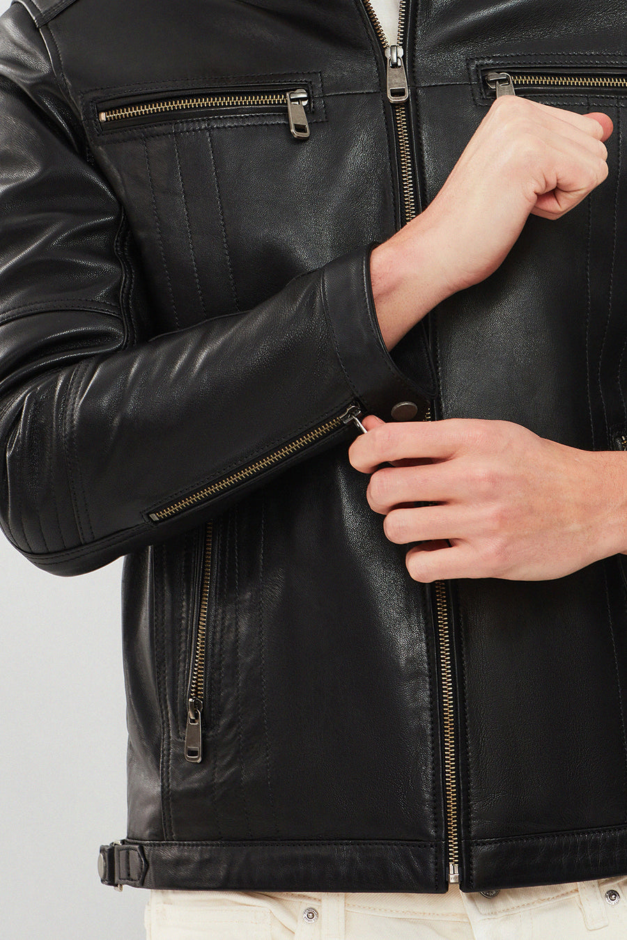 Demar Men's Black Slim-Fit Leather Jacket