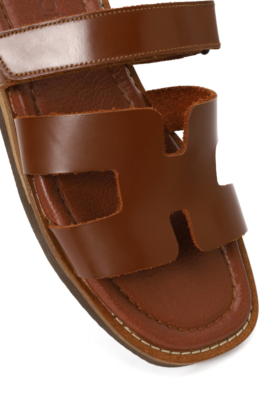 Woman Brown Strapped Leather Slipper
