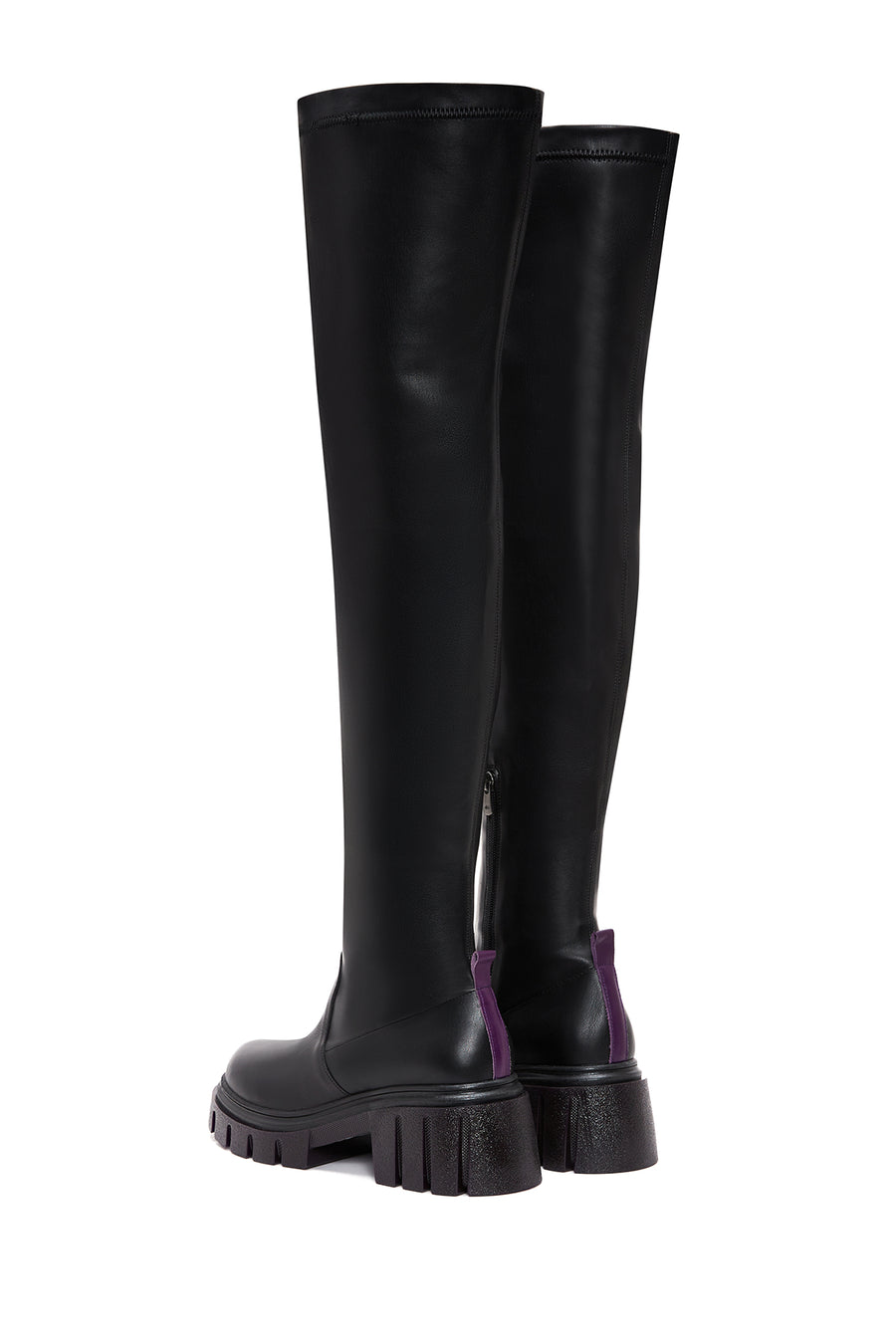 Women's Black Thick Soled Leather Boots