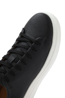 Men's Black Lace-up Thick-Sole Leather Sneaker | Derimod